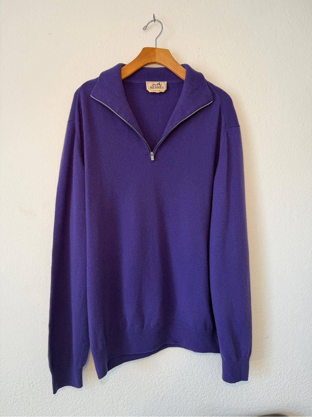 Hermes Purple Quarter-Zip Men's Sweater